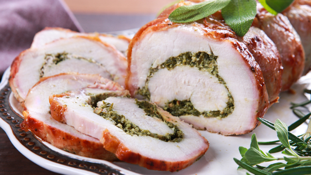 Featured recipes include porchetta